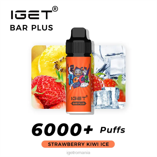 bar IGET bar price fără nicotină plus kit de vape 800R368 gheață de kiwi cu căpșuni