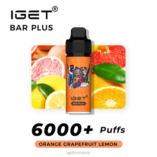 bar IGET online fără nicotină plus kit de vape 800R372 portocală grapefruit lămâie