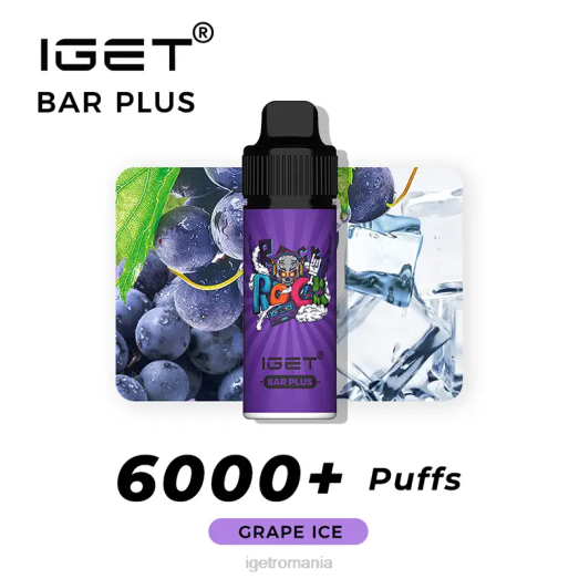 bar IGET bar online fără nicotină plus kit de vape 800R374 gheață de struguri