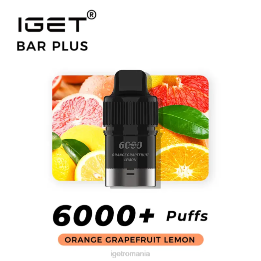 baton IGET wholesale fără nicotină plus pod 6000 pufuri 800R380 portocală grapefruit lămâie